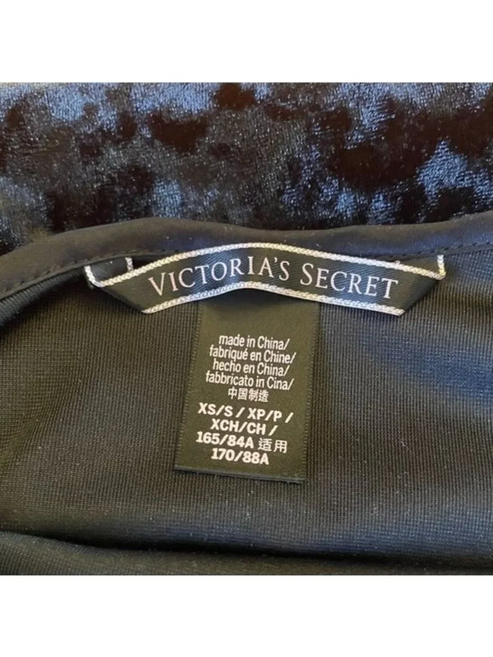 Victorias Secret Crushed Velvet Slip Dress Black XS/S Adjustable Straps
